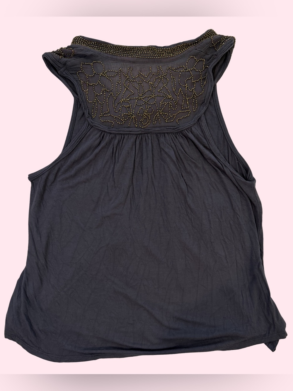 Anthropologie ETT twa Sleeveless Beaded Tie-Front Chemise - Charcoal - Picture 2 of 5